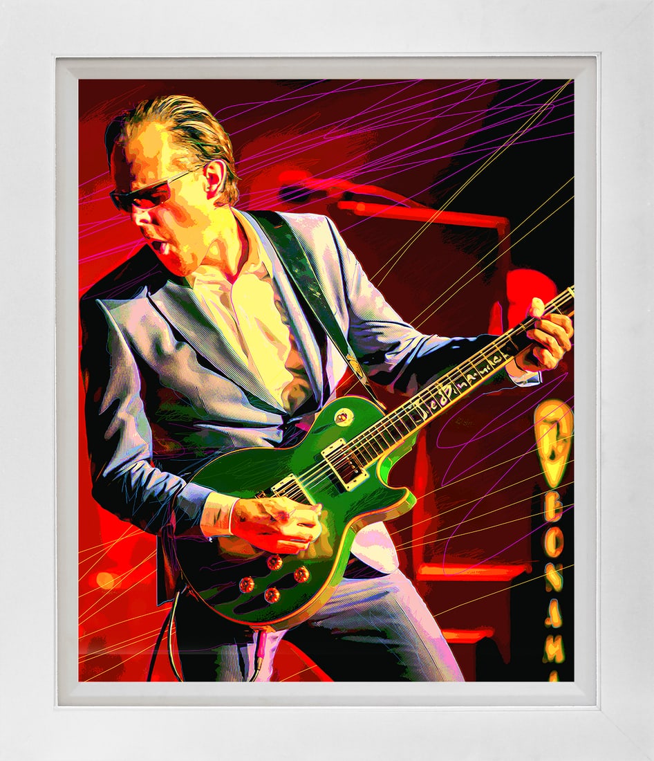 David Lloyd Glover (American 1949) Joe Bonamassa Ultimate on canvas David Lloyd Glover Mixed Media: Joe Bonamassa-Ultimate Mixed Media Original Painting on canvas David Lloyd Glover. One of a kind. Hand signed by the artist. On canvas Approx image size 18x24 inches image size. Custom framed and incl