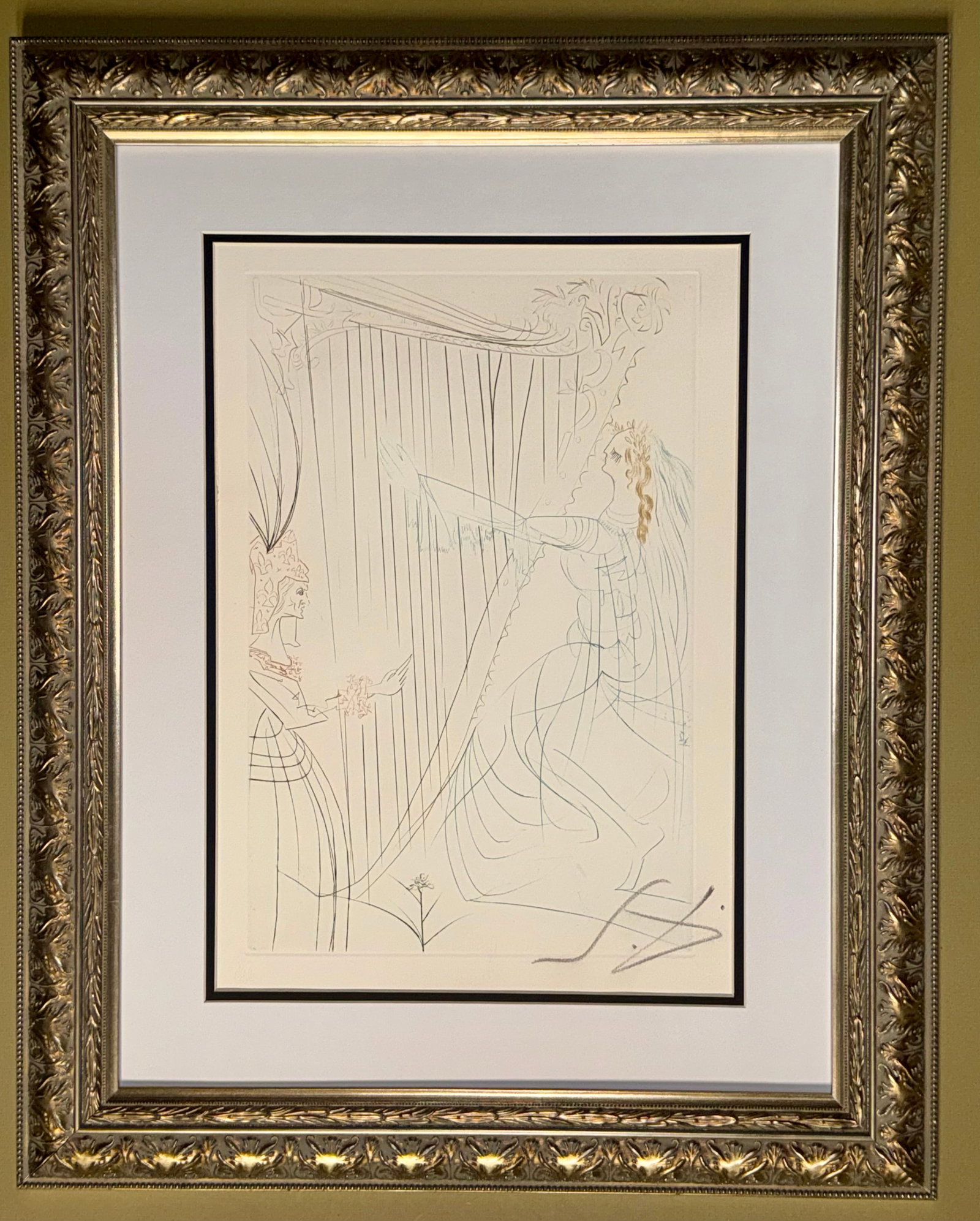 Salvador Dali (Spanish 1904-1989)Tristan and Isolda Drypoint Original Etching 1970 Luxury: Salvador Dali Tristan and Isolda 1970 Drypoint Original Etching Hand signed and numbered Custom framed and includes certificate of authenticity.