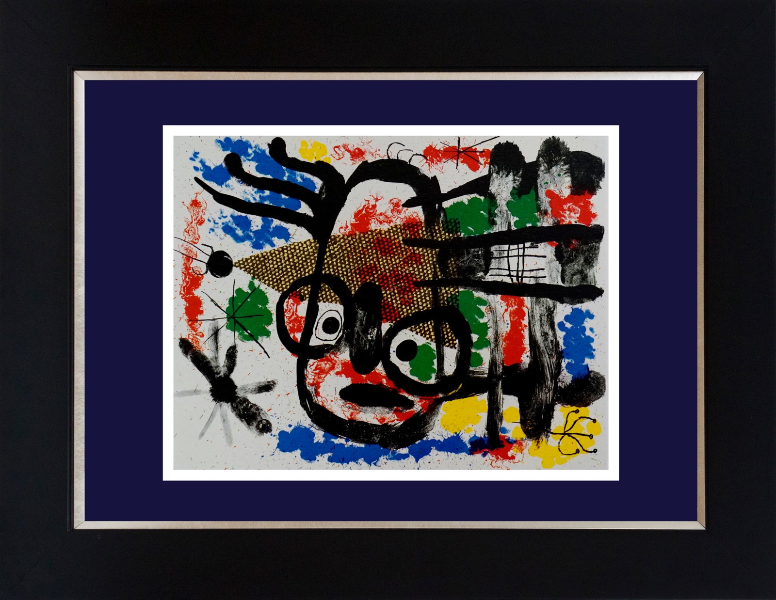 Joan Miro (Spanish 1893-1983) color plate Lithograph: Joan Miro (Spanish 1893-1983) 1959 Lithograph from Mourlot Press in Paris. Approx 20x24 inches. Professionally framed. Includes certificate of authenticity. Art Artwork Artist.