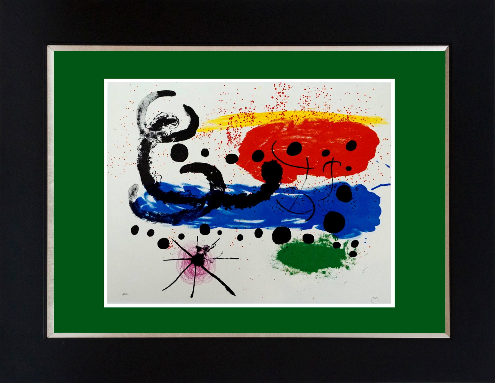 Joan Miro (Spanish 1893-1983) color plate Lithograph 1959: Joan Miro (Spanish 1893-1983) 1959 Lithograph from Mourlot Press in Paris. Approx 20x24 inches. Professionally framed. Includes certificate of authenticity. Art Artwork Artist.