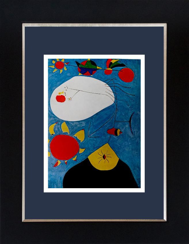 Joan Miro (Spanish 1893-1983) color plate Lithograph: Joan Miro (Spanish 1893-1983) 1959 Lithograph from Mourlot Press in Paris. Approx 20x24 inches. Professionally framed. Includes certificate of authenticity. Art Artwork Artist.