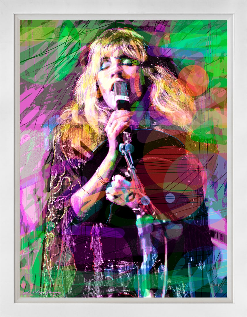 David Lloyd Glover (American 1949) Stevie Nicks Original Mixed Media Painting on canvas David Lloyd: Mixed Media Original Painting on canvas David Lloyd Glover. One of a kind. Hand signed by the artist. On canvas. Approx image size 24 x18 inches Custom framed and includes certificate. This work was p