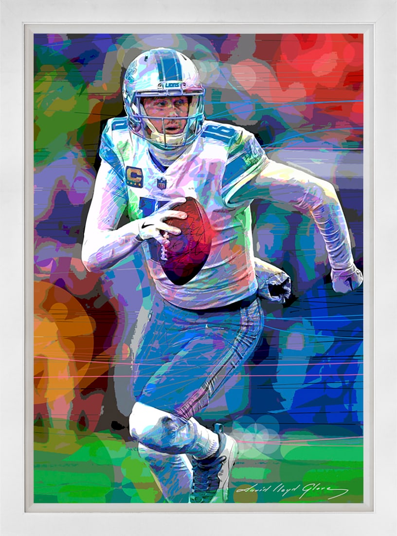 David Lloyd Glover (American 1949) Jared Goff QB Detroit Lions Original Mixed Media Painting on: Jared Goff QB Detroit Lions Original Mixed Media Painting on canvas by David Lloyd Glover (American 1949)Jared Goff QB Detroit Lions Original Mixed Media Painting on canvas by David Lloyd Glover Hand 