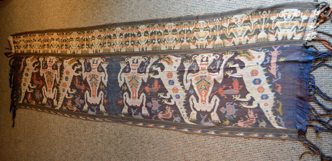 Very Long Antique Sumba Ikat panel with Woven border (1 of 4)