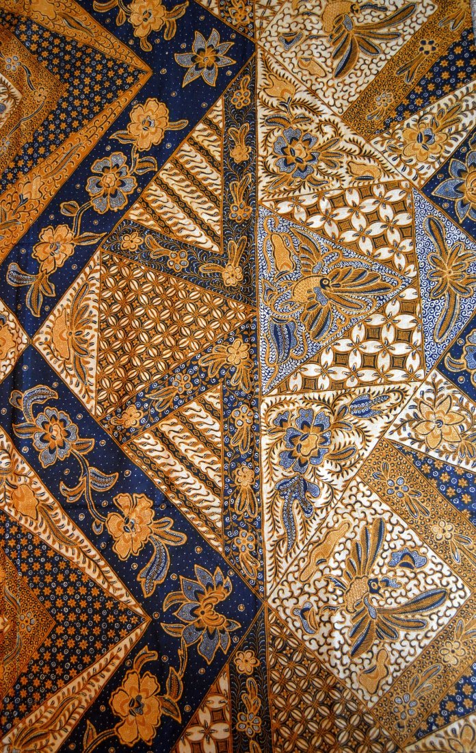 Fantastic Gold & Blue Tulis Batik panel from Java (1 of 4)