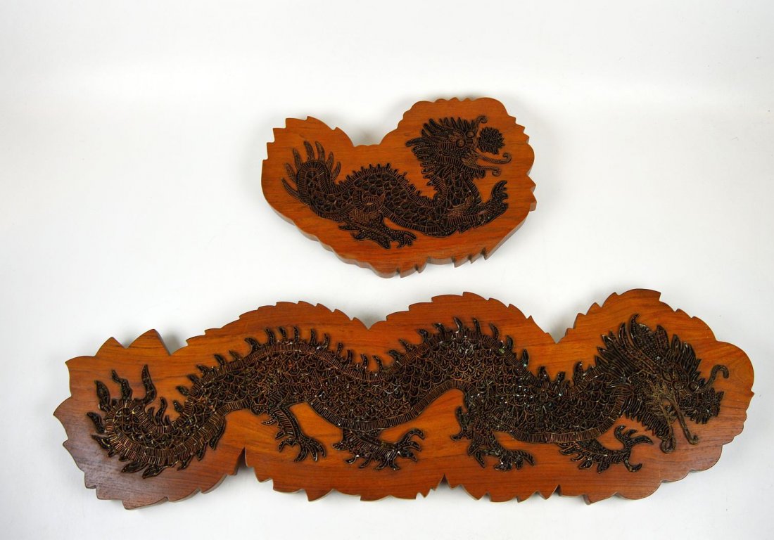 Two Ornate Antique Dragon Batik stamps Java Indonesia (1 of 9)