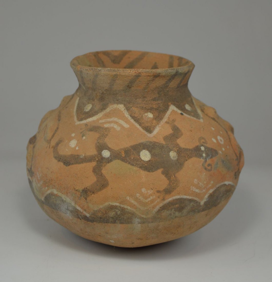 Old Timor island Clay Pot w/ hand painted Lizard motif (1 of 5)