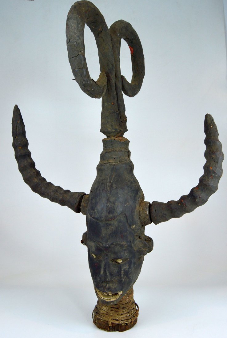 Huge Antique Ekoi Skin Covered headdress, African Art (1 of 5)