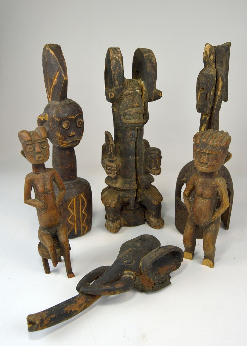 Lot of 6 Old African carvings, various Tribes (1 of 3)