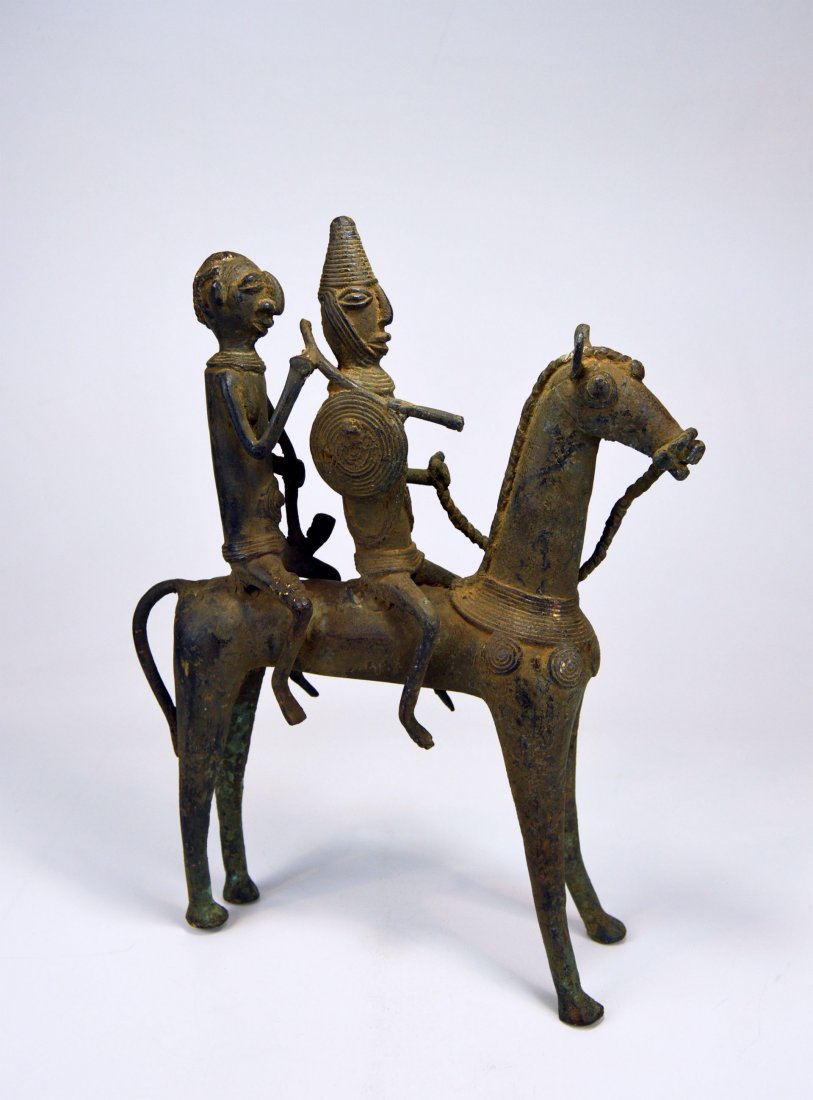 Fine Old Sao Equestrian Bronze sculpture with warriors (1 of 6)