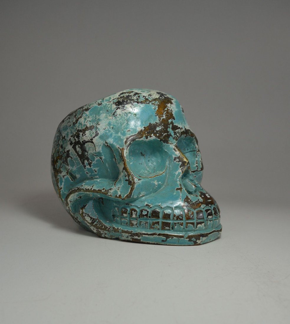 Turquoise Tibetan Carved wooden Skull (1 of 5)