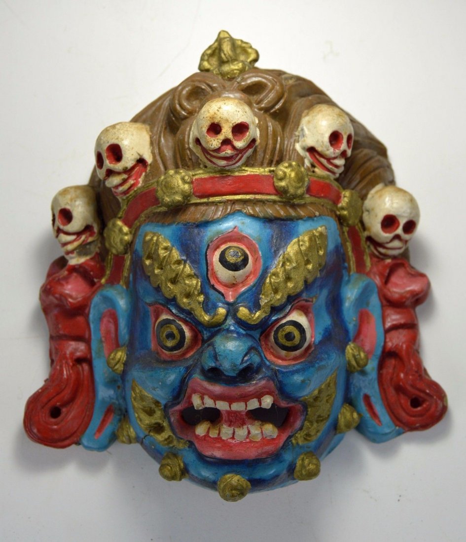 Tibetan Paper Mache mask of Mahakhala Wrathful Deity (1 of 3)