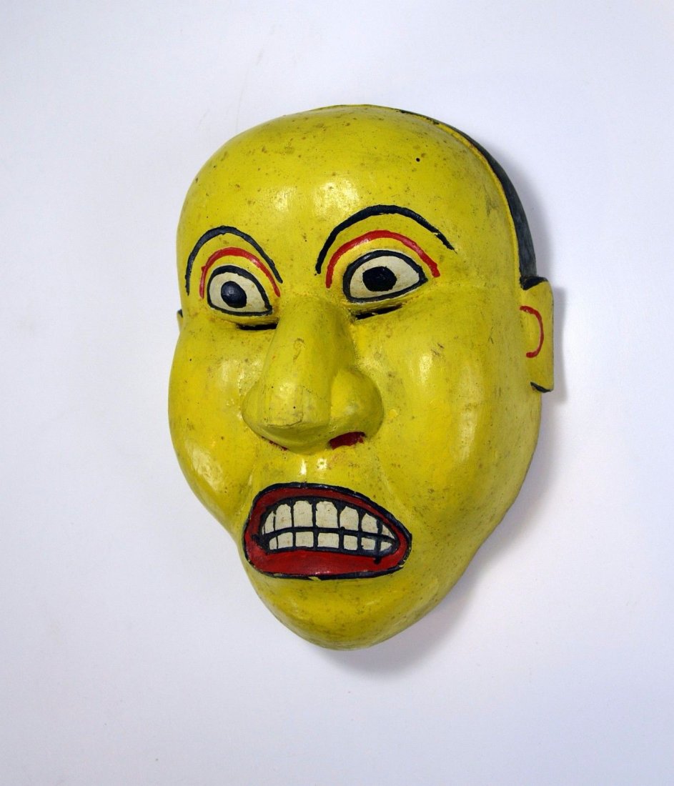 Yellow fellow, Vintage Java Topeng Drama mask (1 of 6)