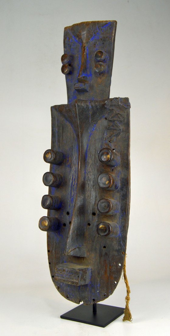 Tall Blue Grebo mask Multiple rows of Eyes African Mask (1 of 6)