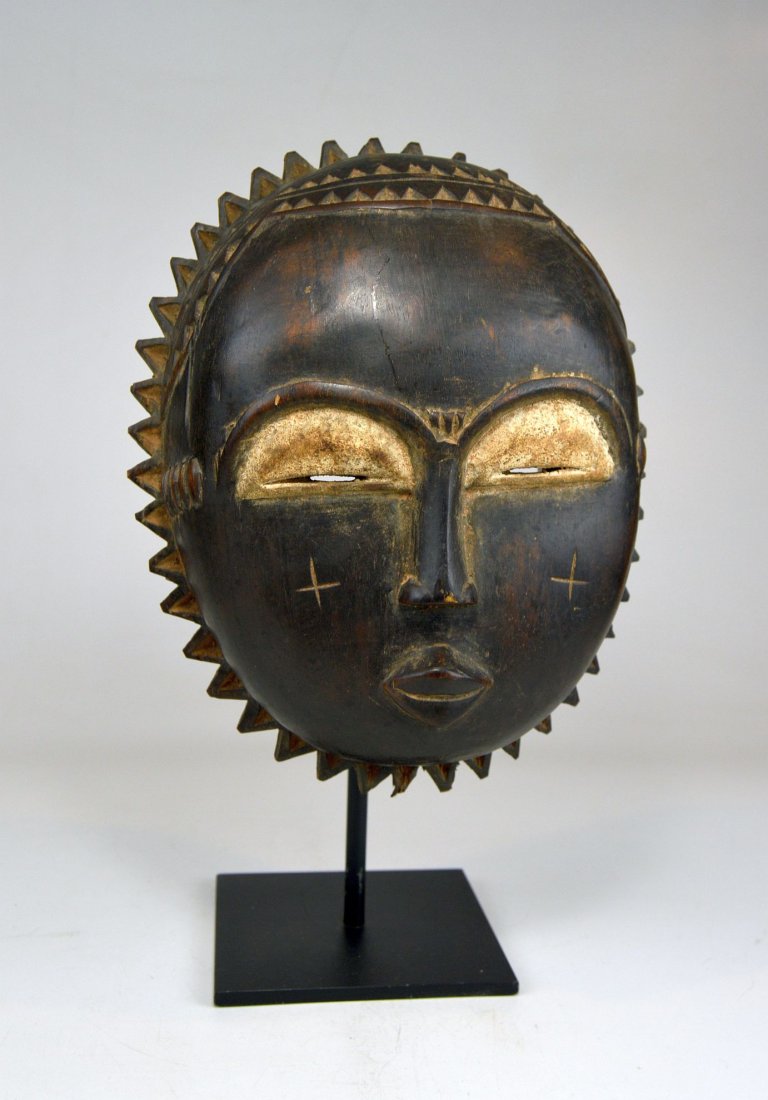 Round baule African Moon face mask, African Art (1 of 5)