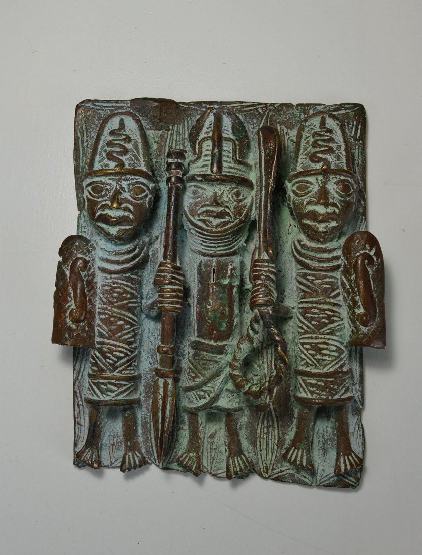 Benin Style Bronze Panel of Warriors, African Art (1 of 3)