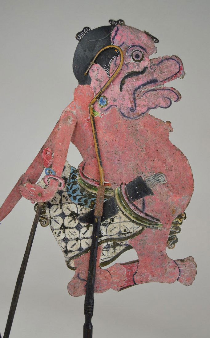 Antique Shadow Puppet of Red Dwarf Wayang Kulit 100 yrs (1 of 3)