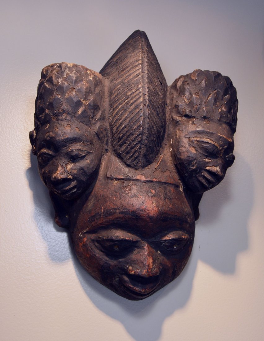 Old Yoruba Gelede Mask with 3 faces (1 of 4)