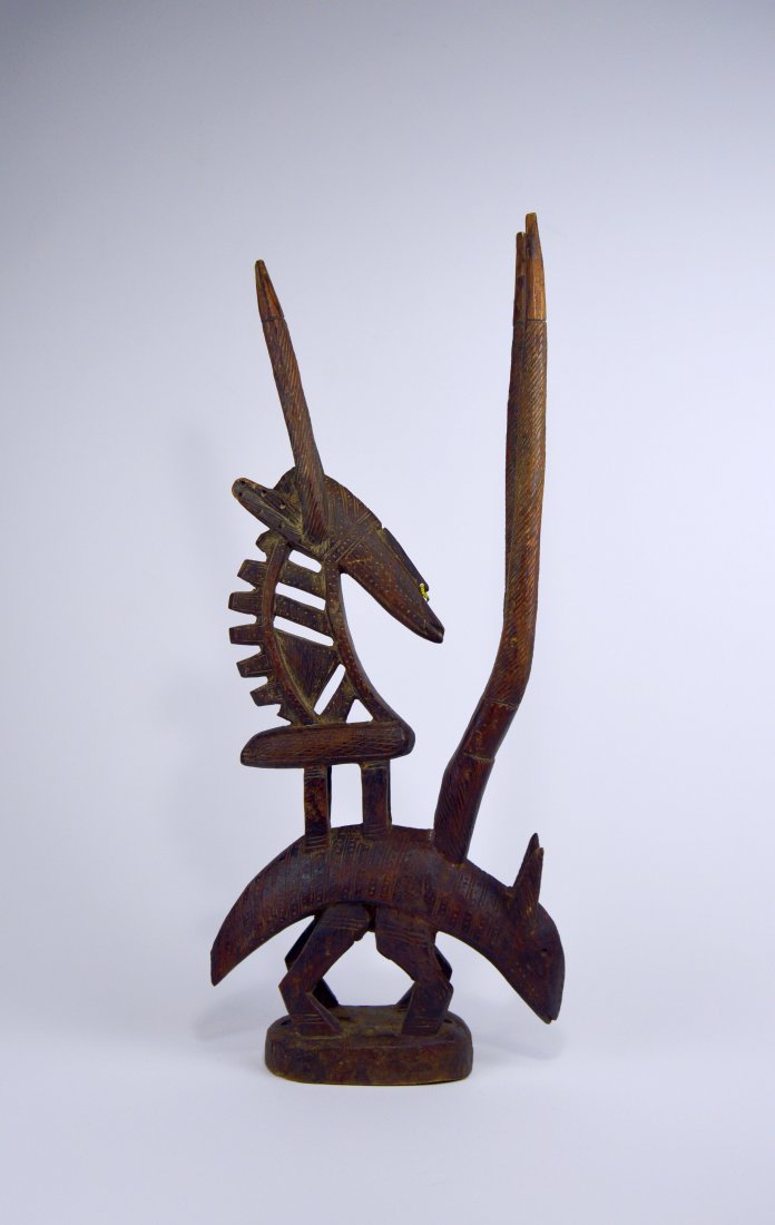 Bamana Chiwara Headdress with Chameleon and Antelope (1 of 6)