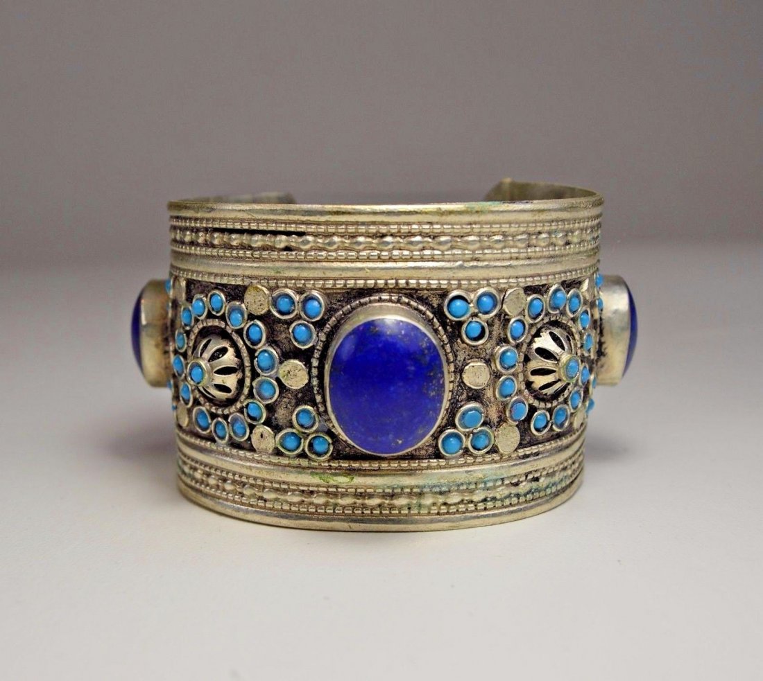 Vintage Afghanistan Lapis Lazuli Tribal Cuff bracelet (1 of 6)