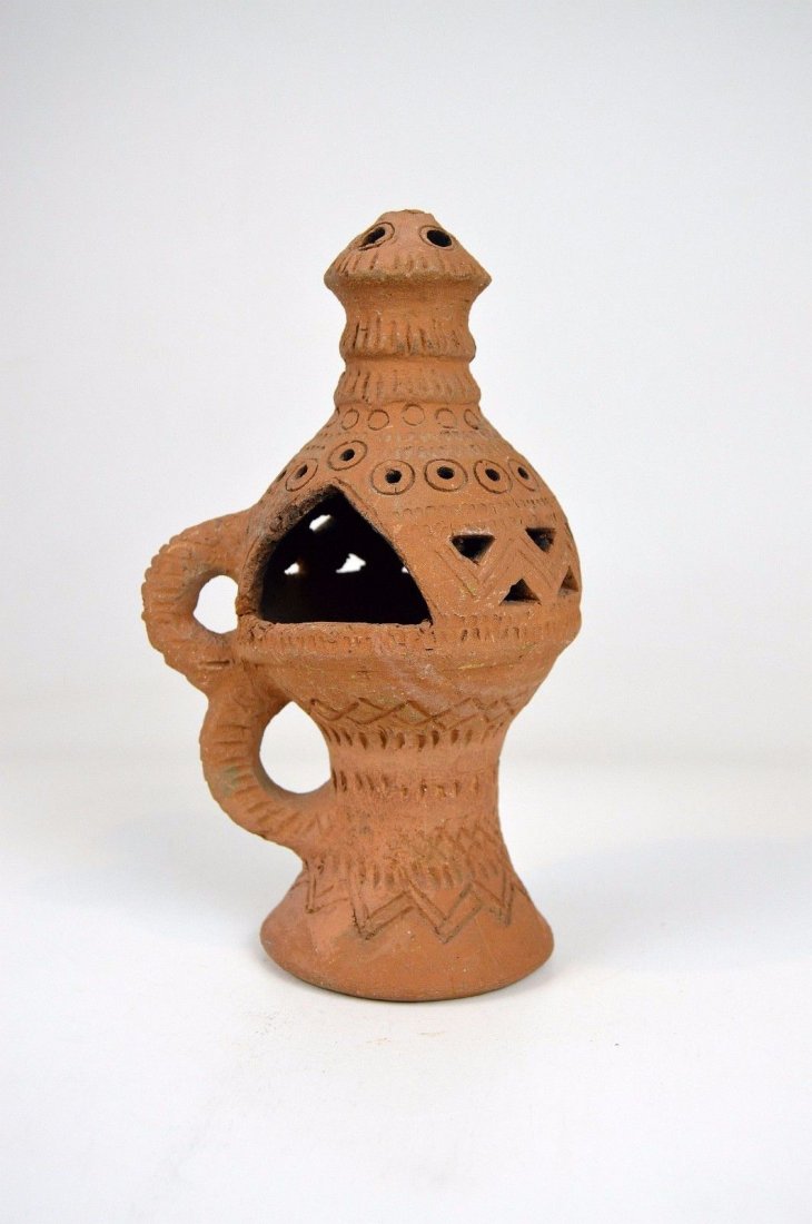 Antique Clay Incense Burner from Yemen, Ethnic Decor (1 of 5)