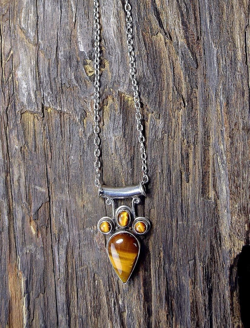 Artisan Tigers Eye Sterling Silver "Bear Paw" Necklace (1 of 4)