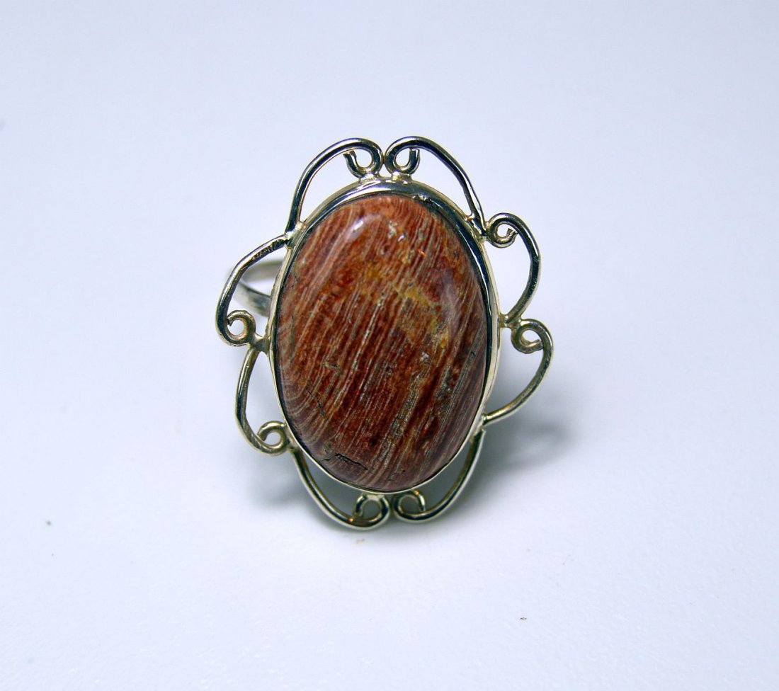 Fine Artisan Banded Jasper stone Sterling Silver Ring (1 of 6)