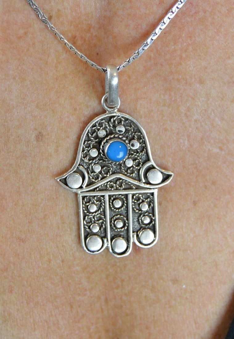 Vintage 925 Sterling Silver Hamsa Pendant from Morocco (1 of 3)