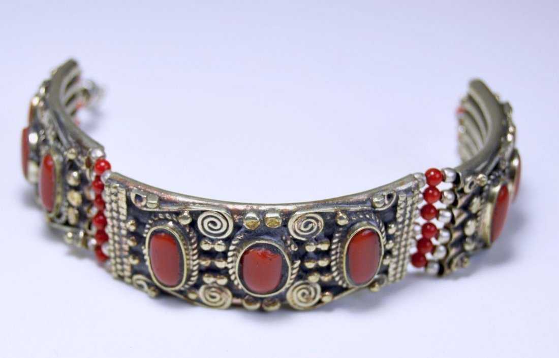 Vintage Carnelian Stone Tribal Bracelet from Morocco (1 of 5)