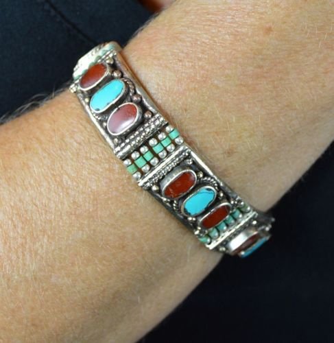 Vintage Turquoise & Carnelian Tribal bracelet ~ Morocco (1 of 5)