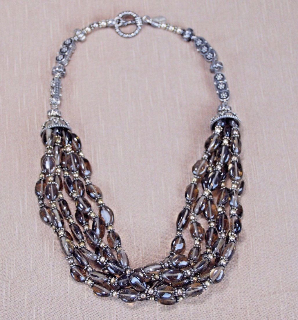 Smokey Quartz Multi Strand Necklace Sterling Siver (1 of 6)