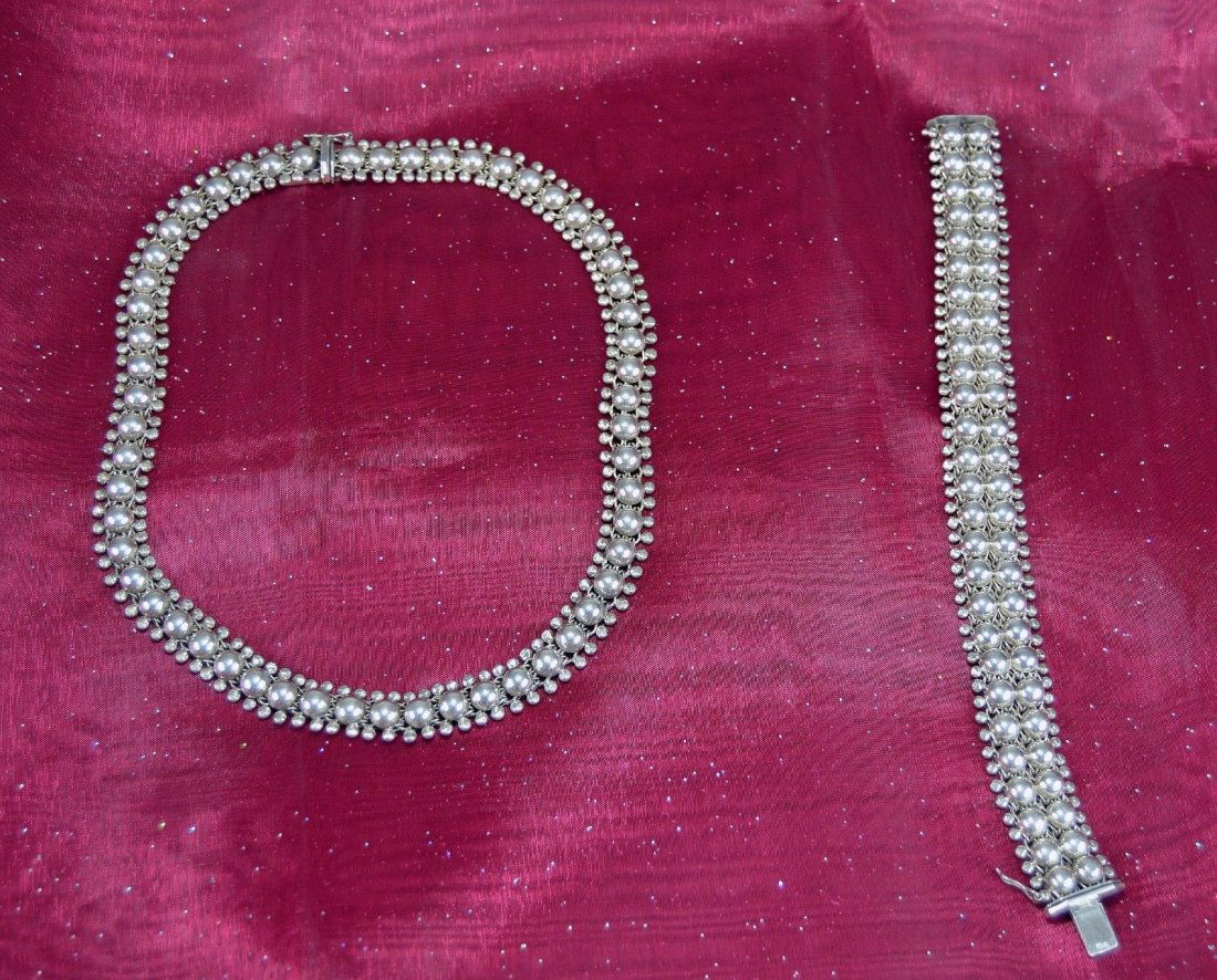 835 Silver Choker and Bracelet Set with locking clasp (1 of 4)