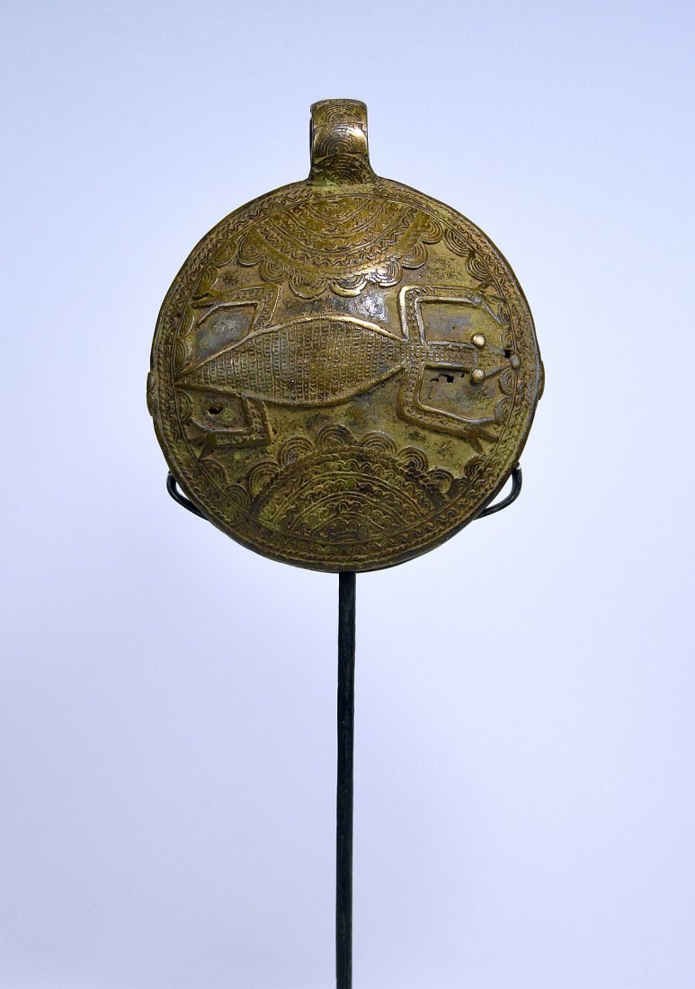 Rare Old DOGON Bronze Bell w/ Lizard Motif African Art (1 of 9)