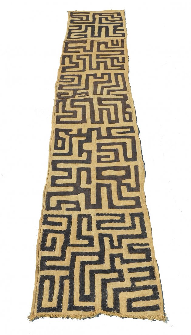 A Beautiful Long Kuba Cloth Grass woven Textile (1 of 4)