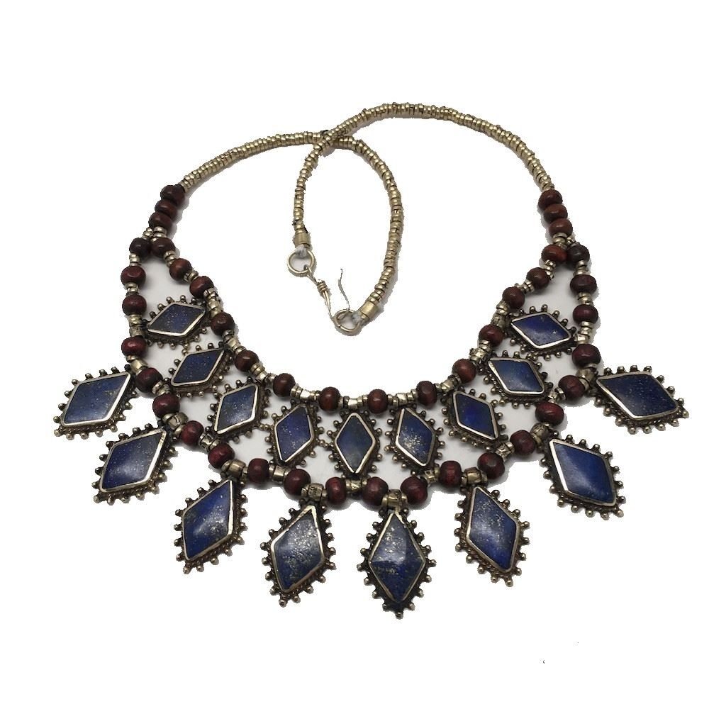 Vintage Afghanistan Lapis Lazuli Stone Tribal Necklace (1 of 2)