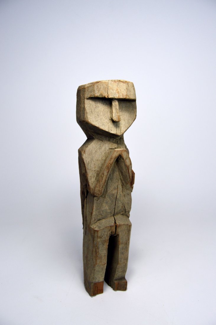Old Nepal Village Guardian sculpture Himalayan Tribal: This is a very old and rare old "Guardian" sculpture from Nepal and the tribal peoples of that region. The locals carve such idols as guardians to set at crossroads, natural springs and other sites ar