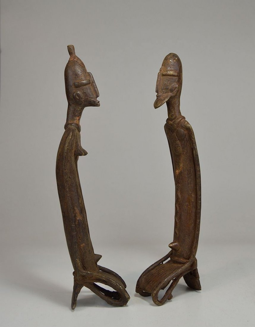 Serene Dogon Bronze Male & Female Kneeling Ancestor Cpl (1 of 5)