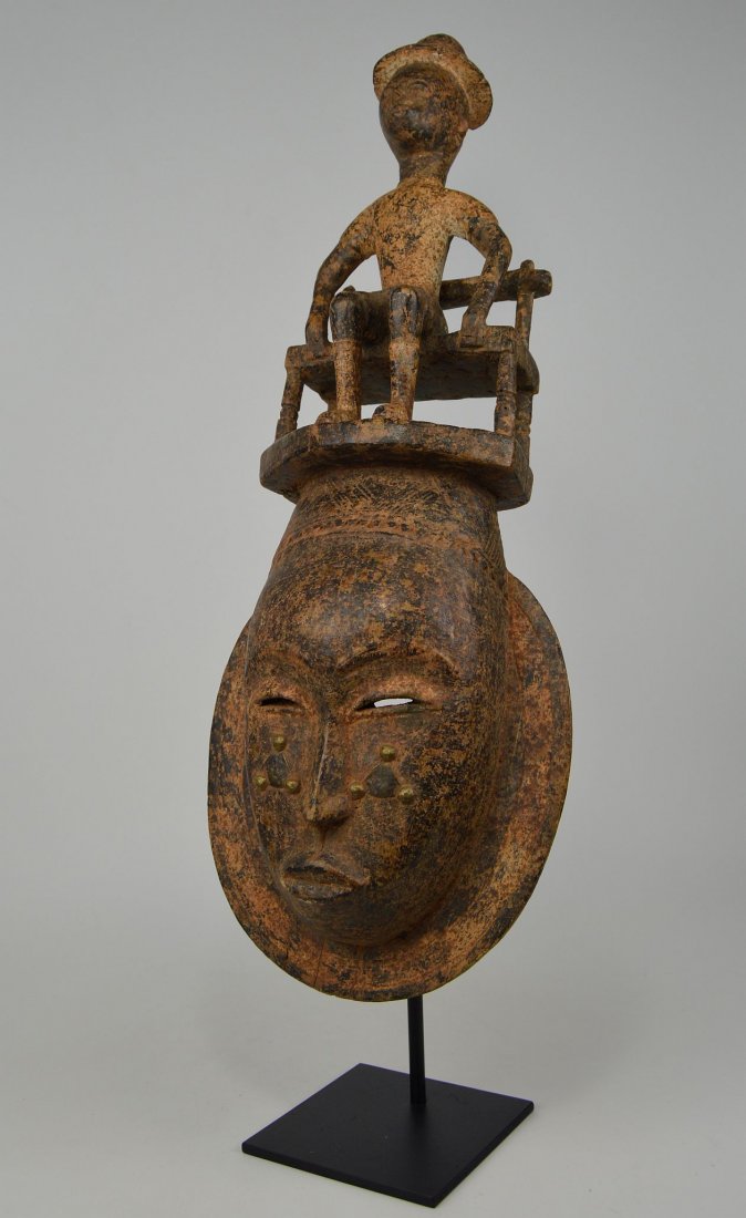 Baule mask with seated Colonial figure, African Art (1 of 5)