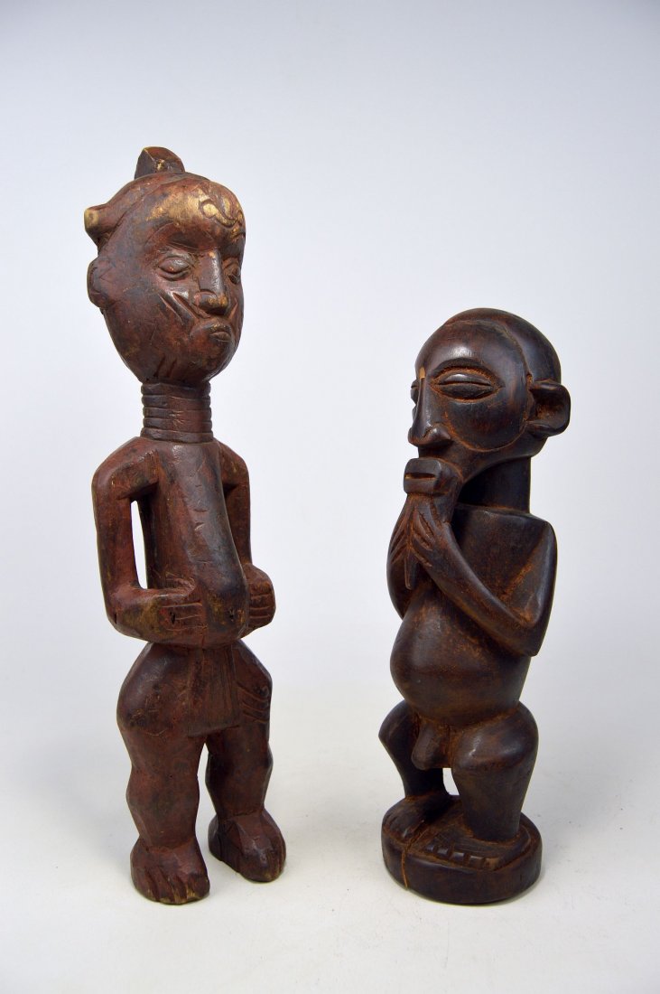 Lot of 2 African Sculptures:  Lulua and Yaka figures (1 of 4)