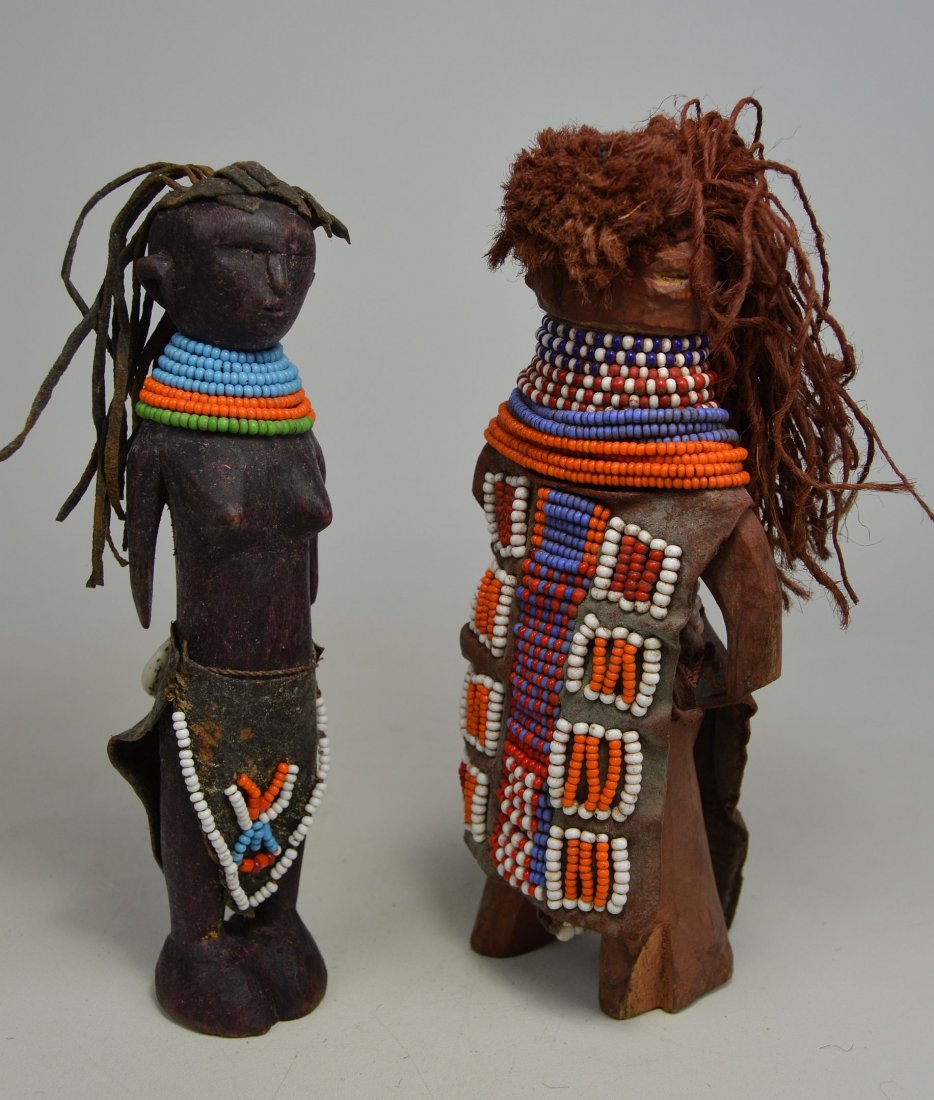 Pair of Vintage Turkana Dolls, African Art (1 of 5)