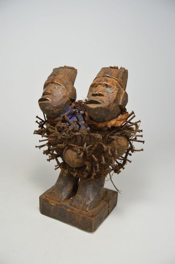 A 2 headed Kongo Nail fetish magic sculpture, African A (1 of 6)