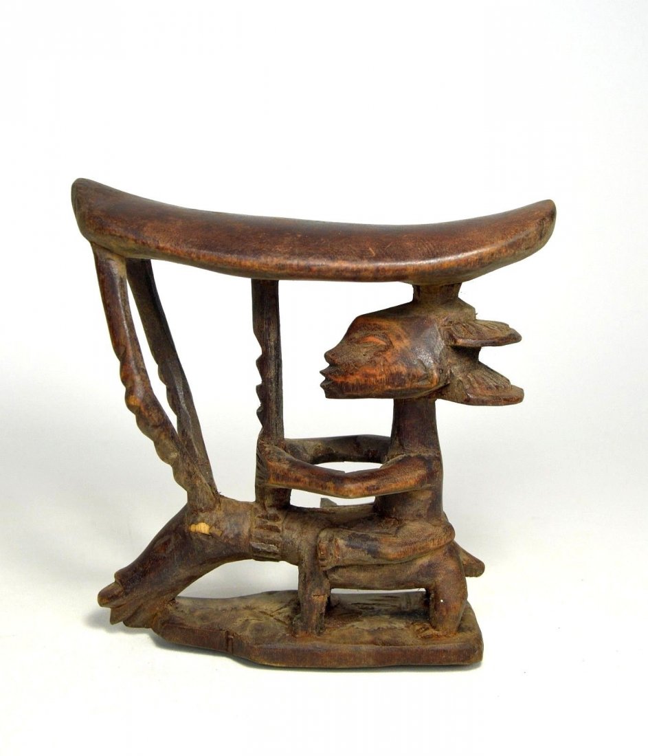A Charming Luba headrest with Antelope & Ancestor (1 of 4)