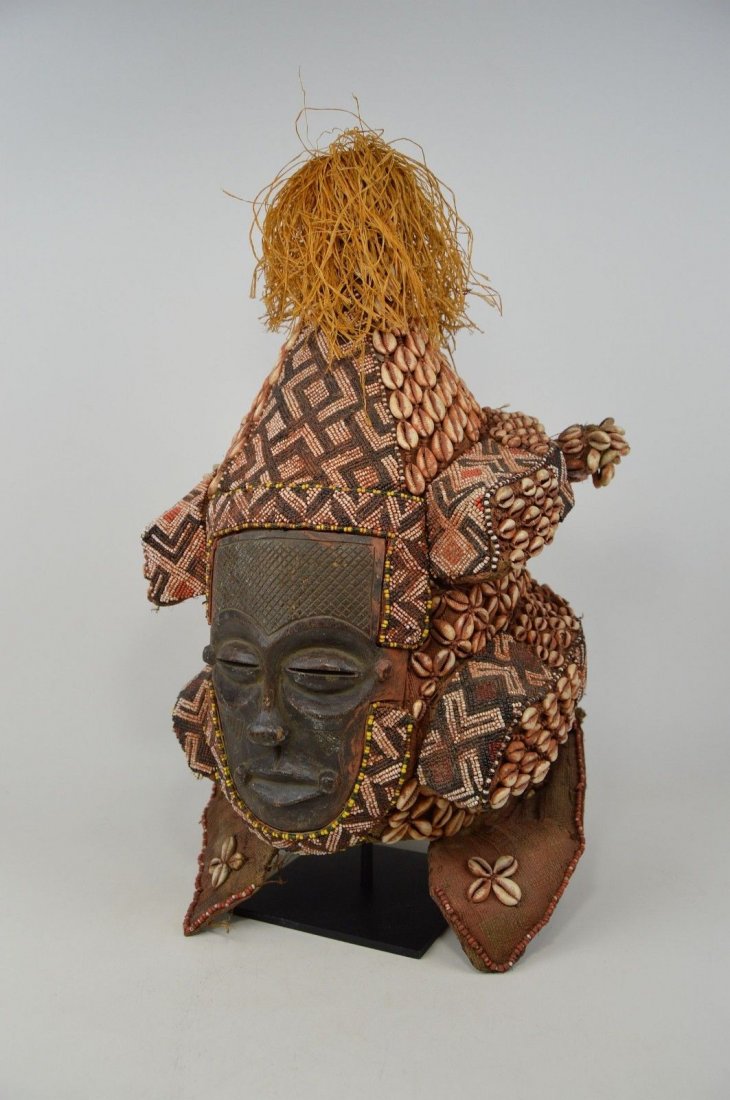 Elaborate Kuba African Mask with beaded headdress (1 of 10)