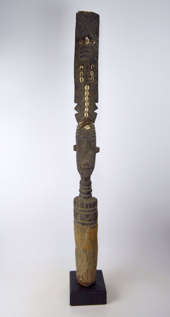 A Tall Old Bobo Fetish Post with 4 Faces, African Art (1 of 10)