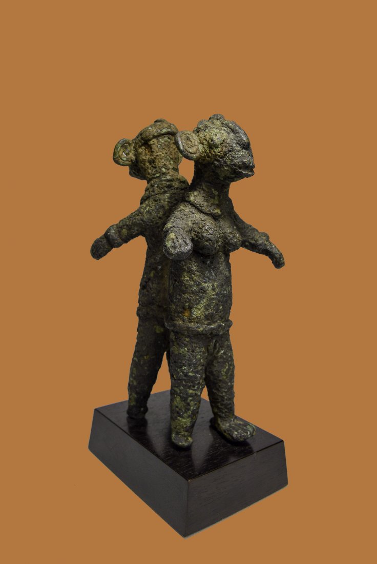 ANCIENT IGBO BRONZE JANUS FORM SCULPTURE, AFRICAN ART (1 of 7)