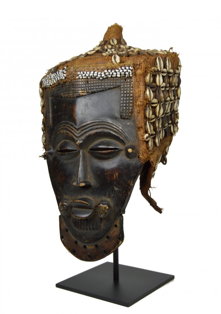 FINE KUBA LELE MASK WITH HEADDRESS, AFRICAN ART (1 of 6)