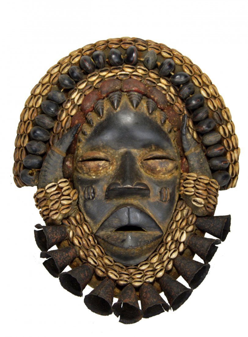 DAN MASK WITH ELABORATE REGALIA, AFRICAN ART (1 of 5)