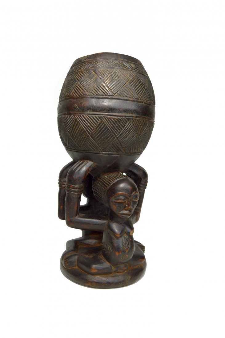 LOVELY JANUS LUBA FEMALE DIVINATION BOWL, AFRICAN ART (1 of 6)