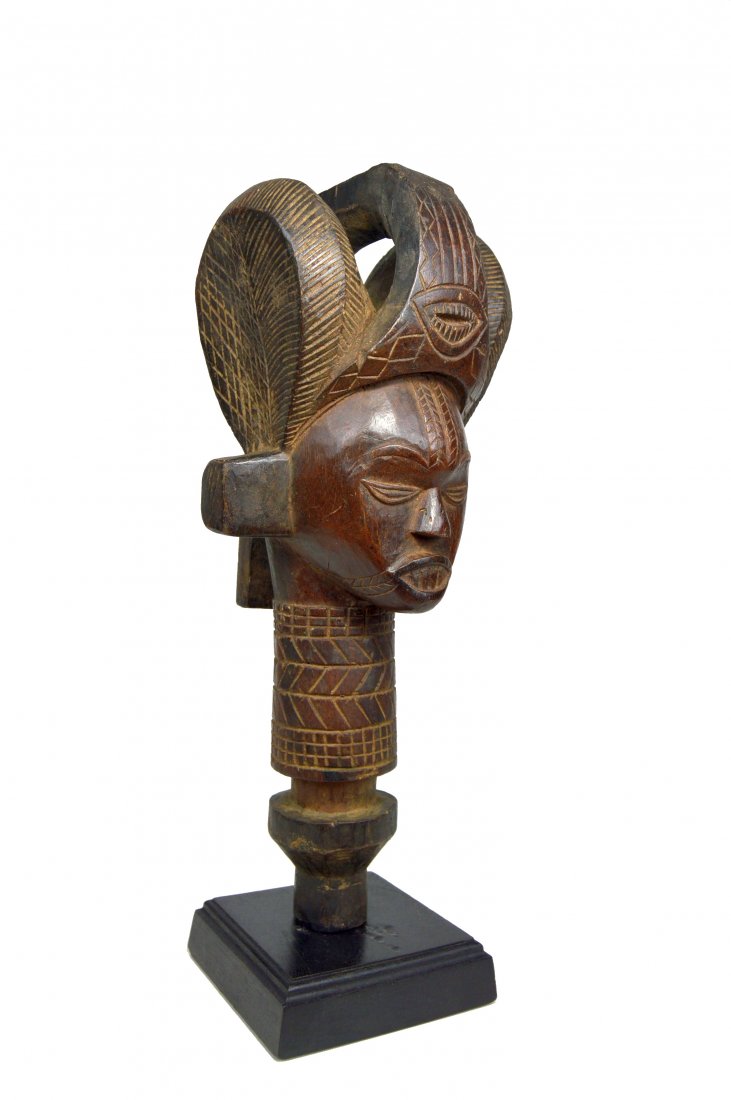 A FINE KUYU MARIONETTE HEAD/ STAFF, AFRICAN ART (1 of 6)