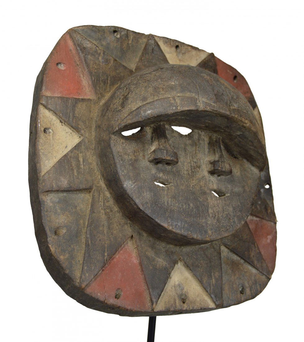 LARGE EKET GEOMETRIC MASK, AFRICAN ART (1 of 5)
